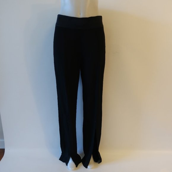 Womens Jonathan Simkhai Black High Waist Flat Front Flared Slit Crepe Pants 8 * - Picture 1 of 15